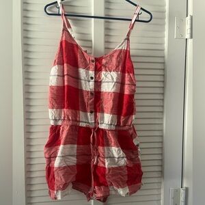 Romper, old navy, red & white plaid